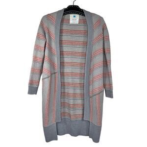 Sparrow Long Open Front Wool Blend Cardigan Sweater Small